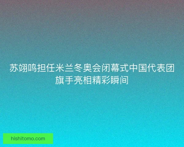 苏翊鸣担任米兰冬奥会闭幕式中国代表团旗手亮相精彩瞬间 苏翊鸣担任米兰冬奥会闭幕式中国代表团旗手亮相精彩瞬间