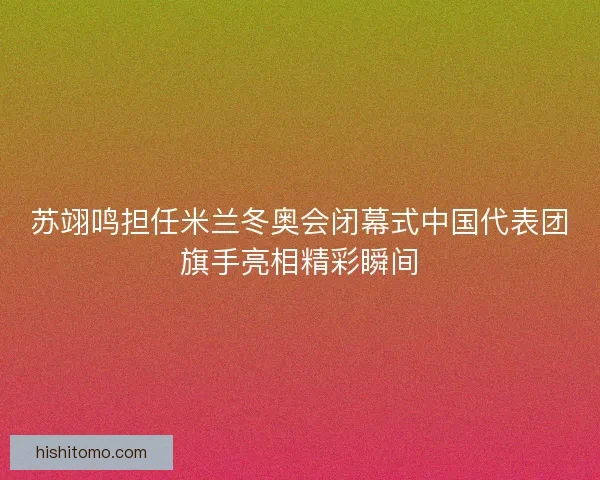 苏翊鸣担任米兰冬奥会闭幕式中国代表团旗手亮相精彩瞬间 苏翊鸣担任米兰冬奥会闭幕式中国代表团旗手亮相精彩瞬间